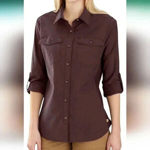 NWT Carhartt Women's Rugged Flex Bozeman Shirt Size L (12/14) Deep Wine